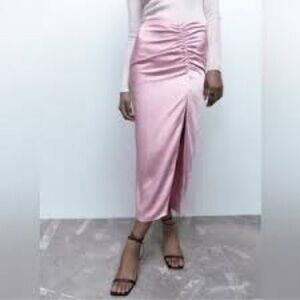Zara Pink Satin Slip Skirt